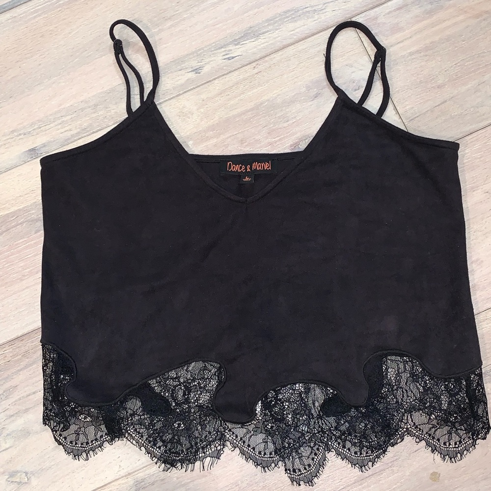 BOUTIQUE Suede Crop Lace Trim